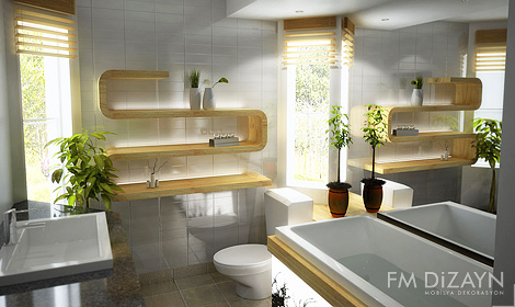 Doğal Çam Banyo Dekorasyonu Bademli